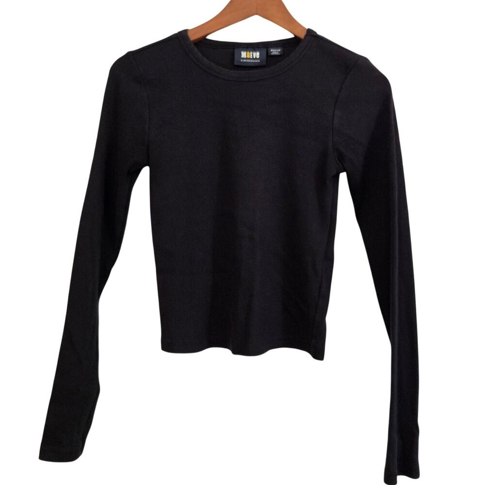 Maeve by Anthropologie Black Long‑Sleeve Top Capsule Wardrobe Basic Size Medium